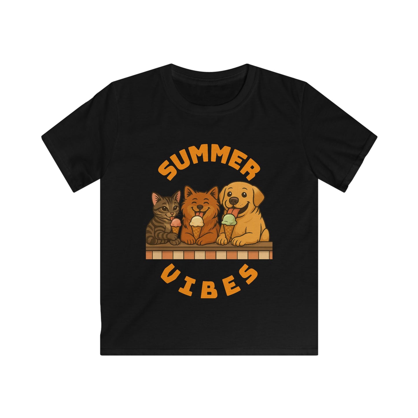 Cute Summer Vibes Kids Tee, Animal Graphic Shirt, Fun Summer Outfit, Adorable Pet Theme Shirt, Gift for Animal Lovers, Kids Summer Clothing