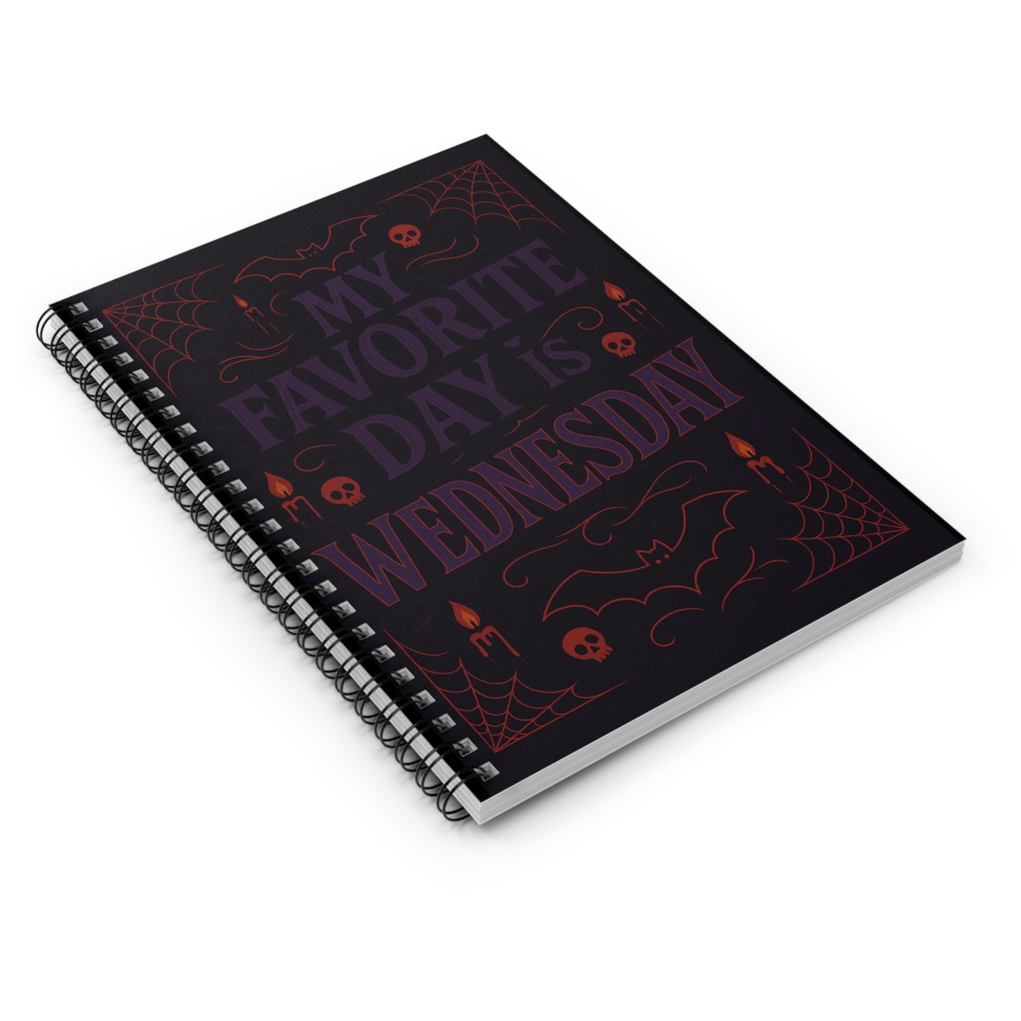 Spooky Spiral Notebook - My Favorite Day is Wednesday, Halloween Journal, Gothic Stationery, Dark Aesthetic Planner, Witchy Gifts